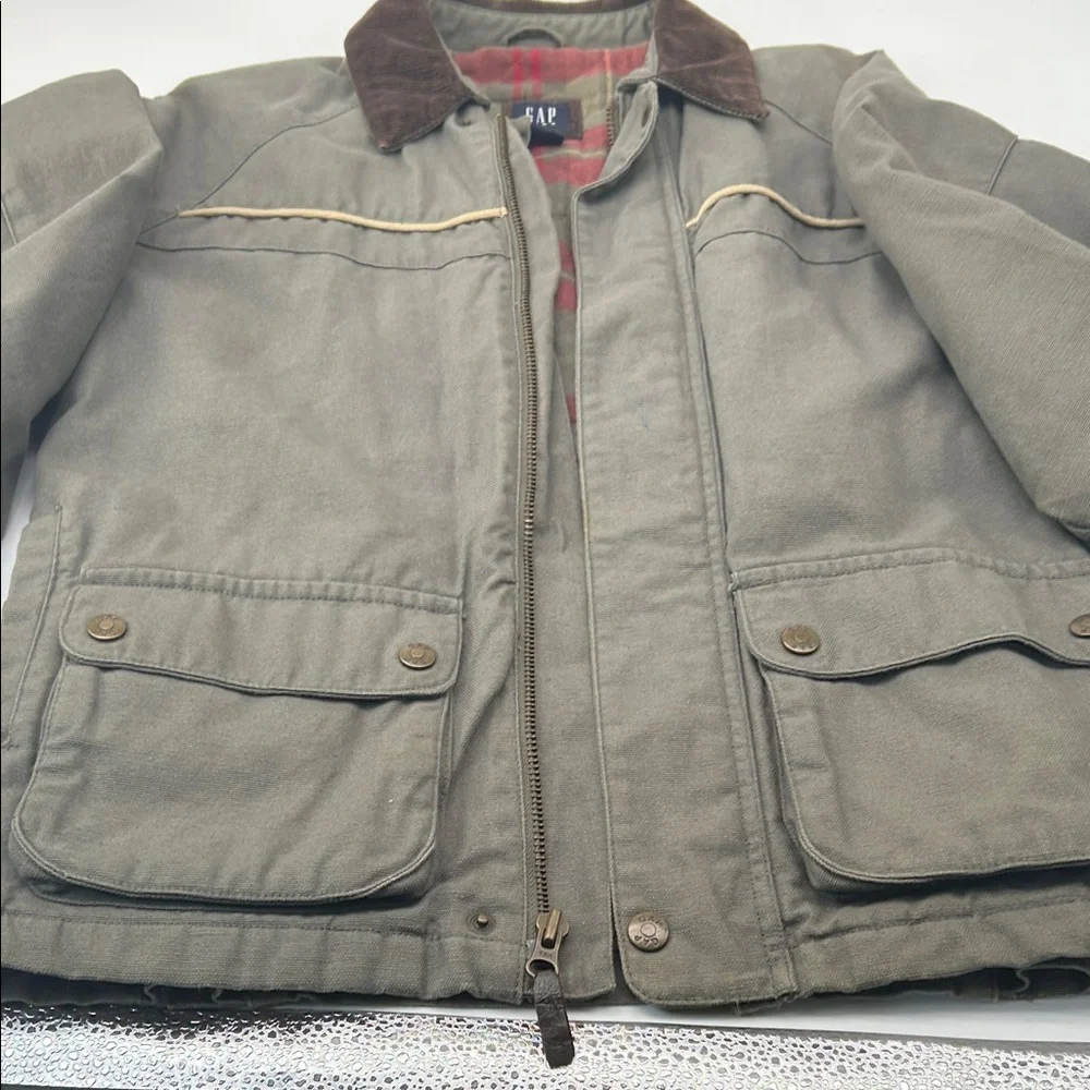 GAP Kids Gray Military Jacket with Brown Collar